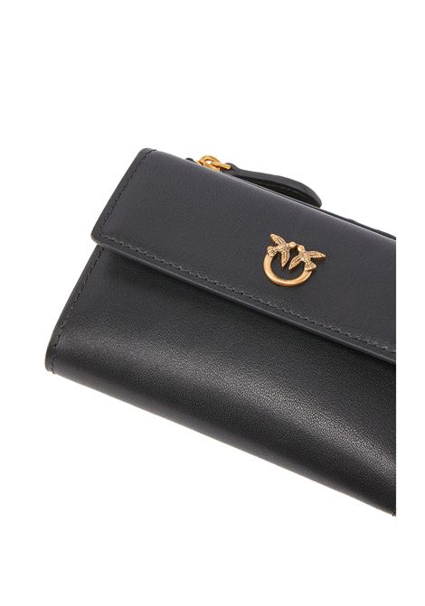 Portafoglio Pinko donna Compact Wallet 103612 A0F1 Nero pelle rettangolare texture portamonete bottone PINKO | Portafogli | 103612 A0F1Z99Q